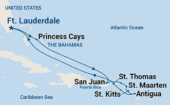 10-Day Eastern Caribbean with St. Kitts Itinerary Map